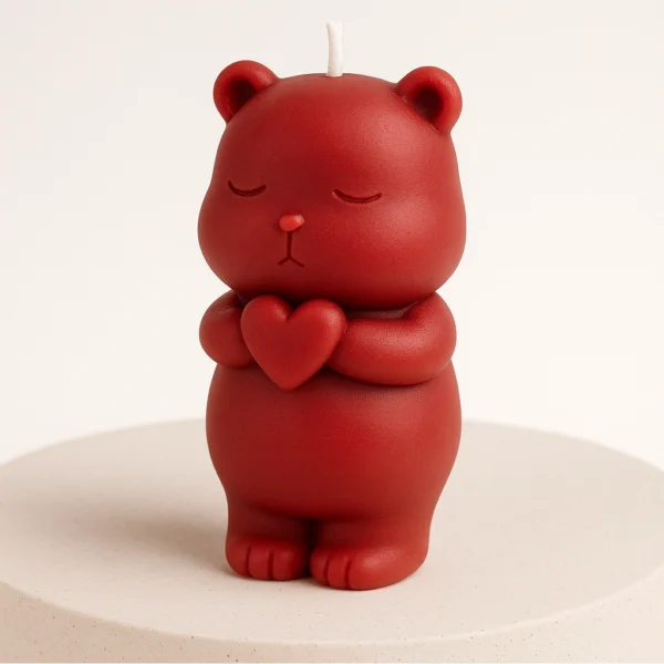 Bear with Heart Candle
