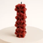 Burgundy Bloom Heart Pillar Candle